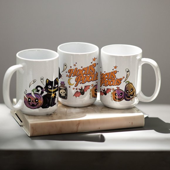 Hocus Pocus Coffee Mug. Halloween Coffee Cup. 15oz Ceramic Mug. Halloween Mug - Picture 2 of 4